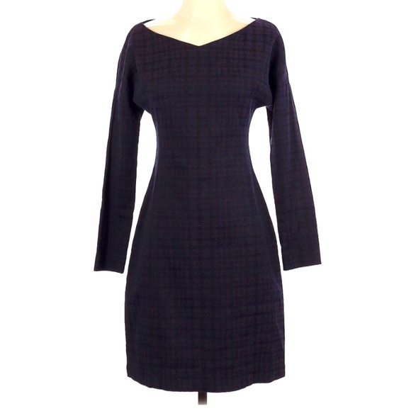 Theory Dresses & Skirts - Theory Long Sleeve Black Plaid Mini Dress Small